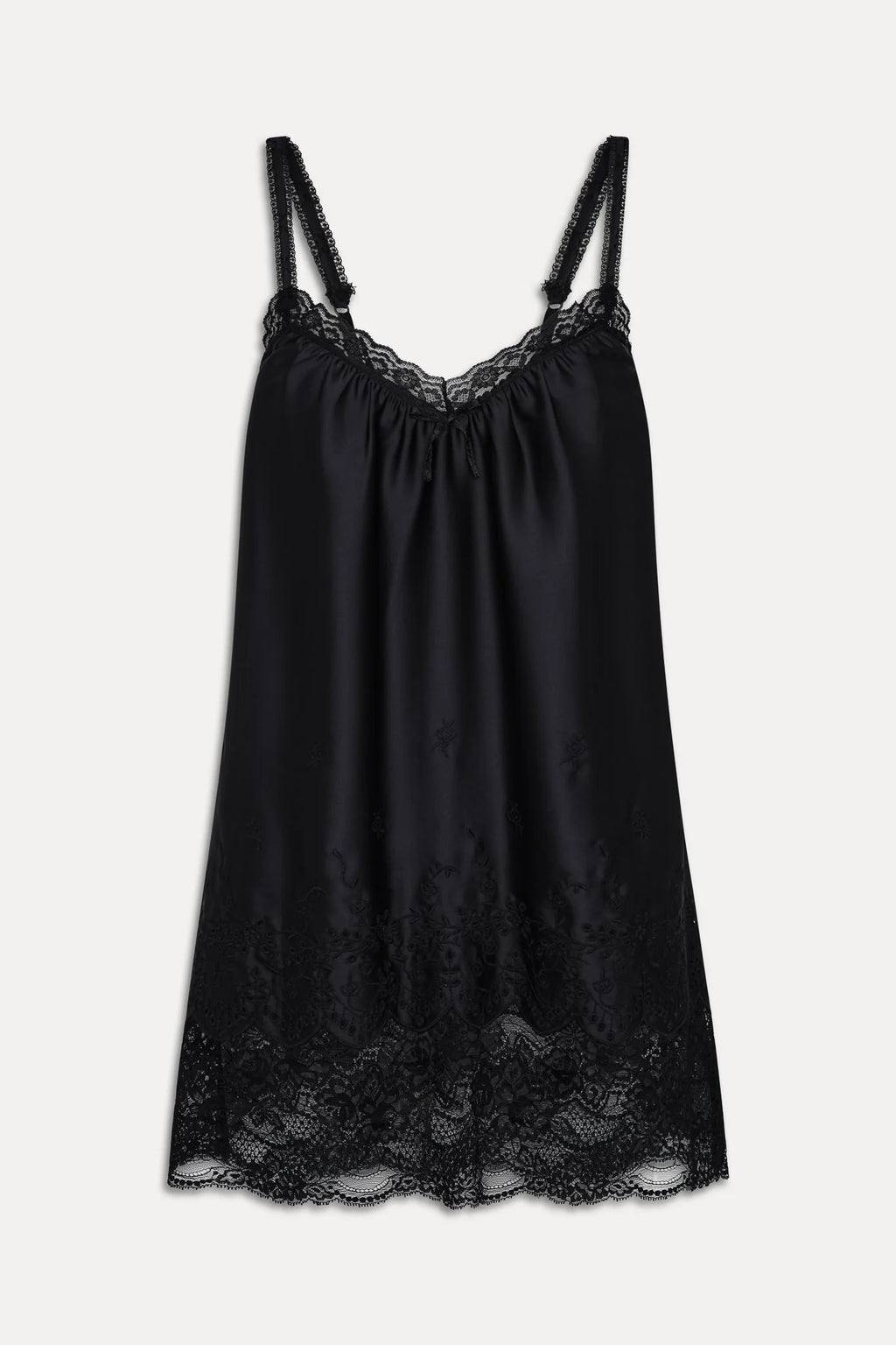 First Crush Satin Babydoll Dress - Black