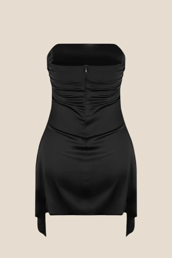 Strapless Grey Ruched Short Homecoming Dress
