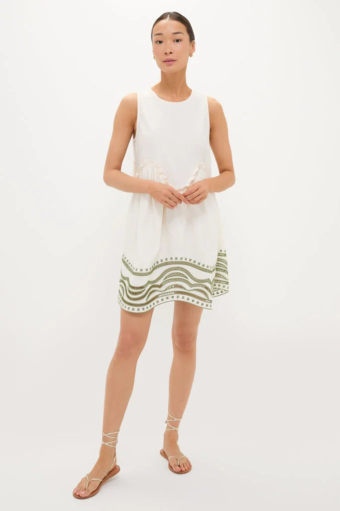 Sage Wave Cotton Joyce Mini Dress