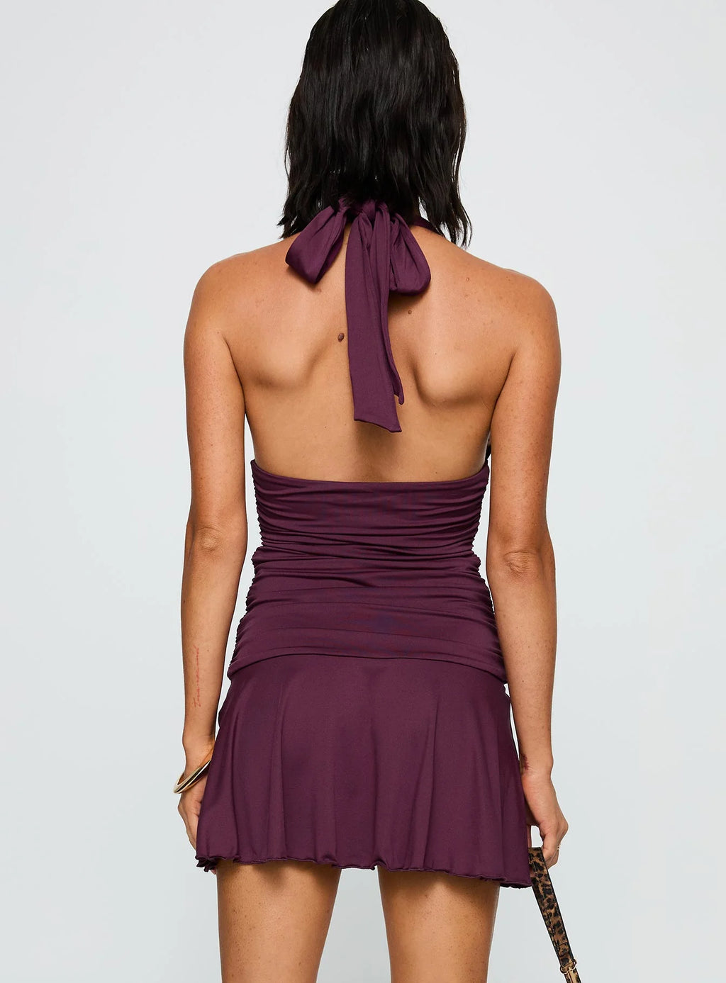 Intrigue Halter Mini Dress Plum
