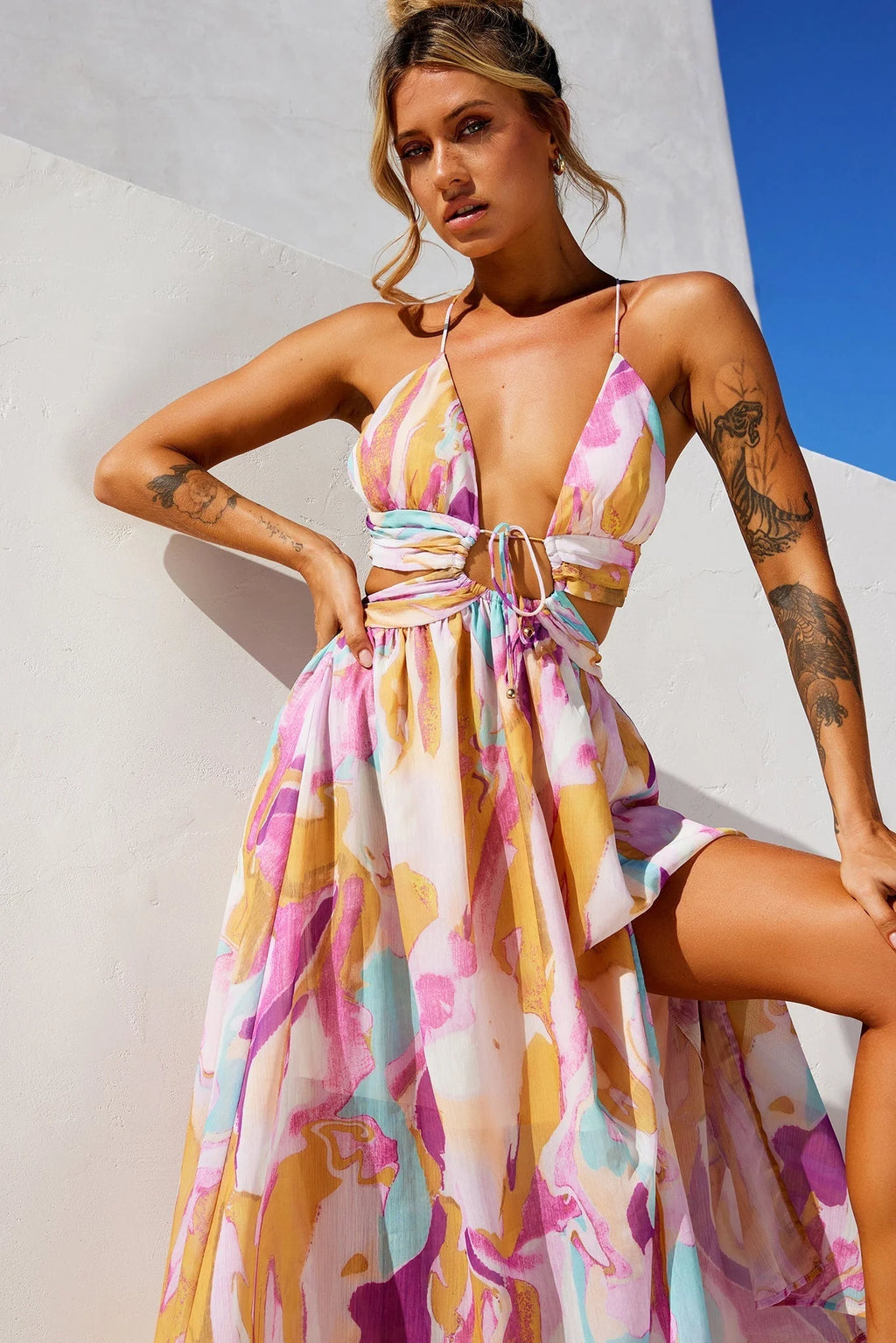 Dreamy Good Midi Dress - Purple Multi