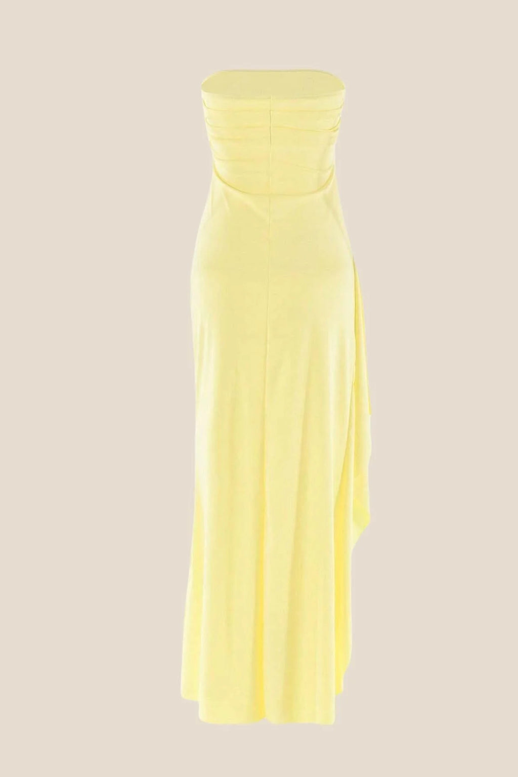Strapless Navy Blue Pleated Long Dress with Slit