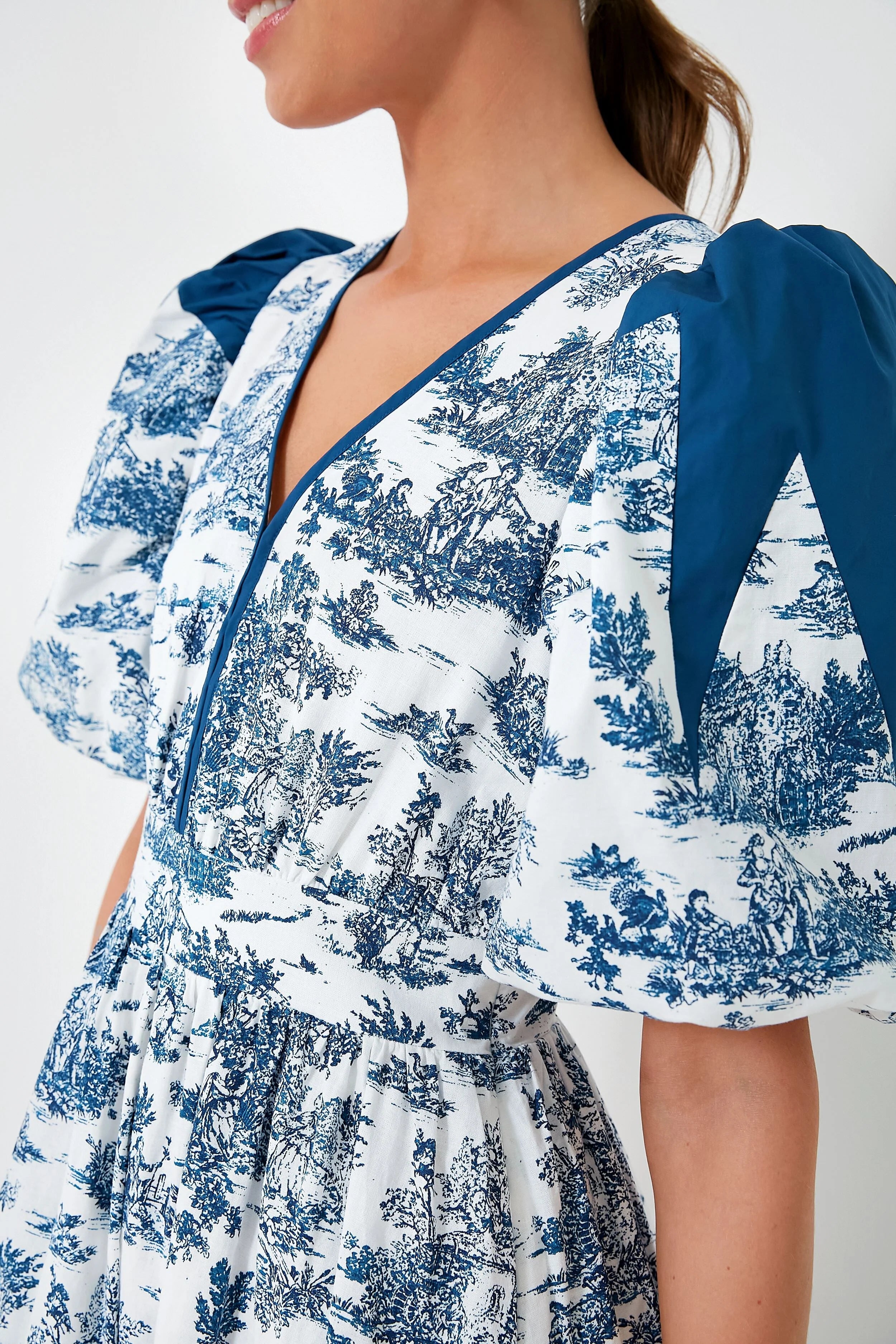 Blue Toile Reynolds Midi Dress