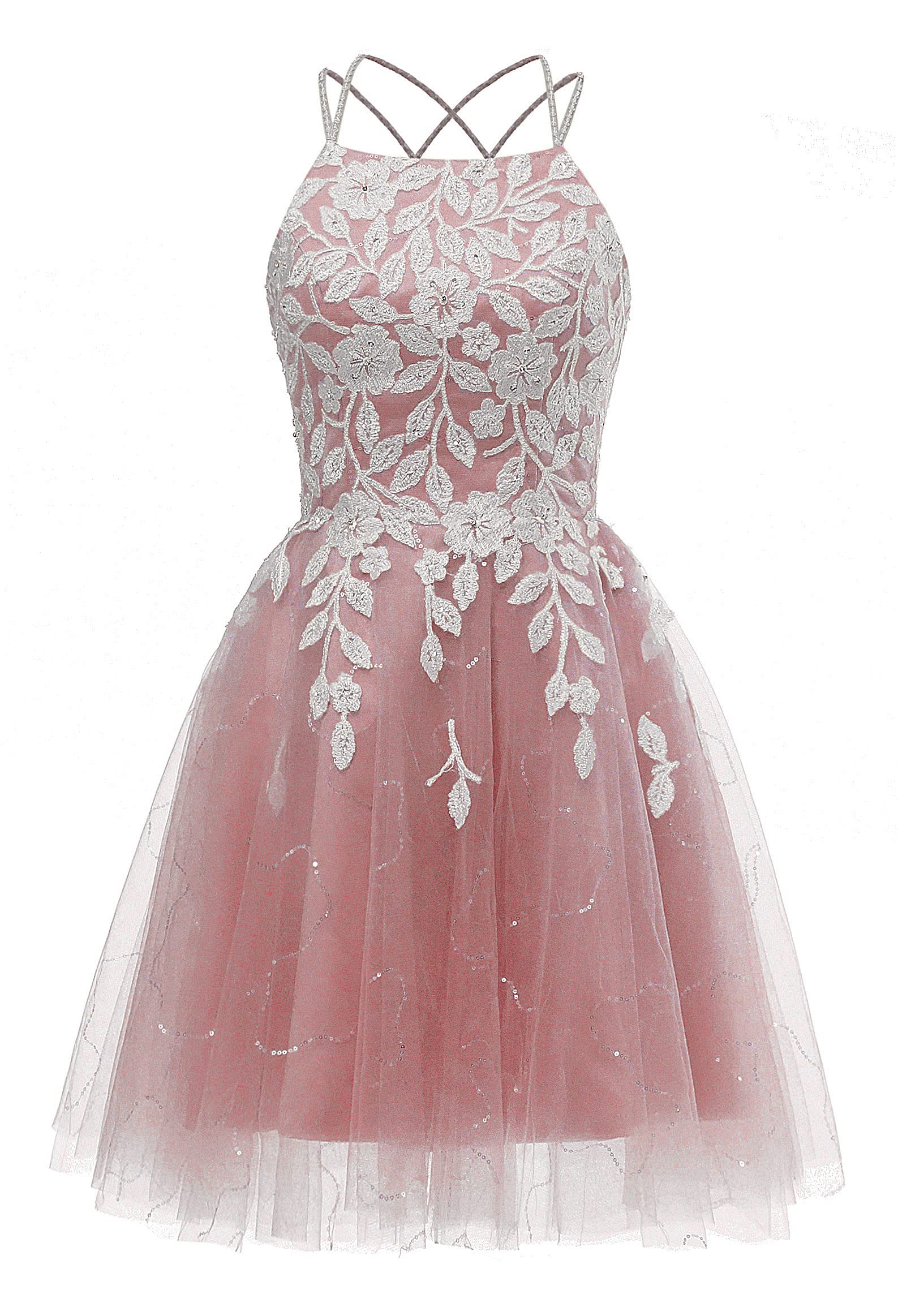 Wine Red Tulle and White Appliques A-line Dress