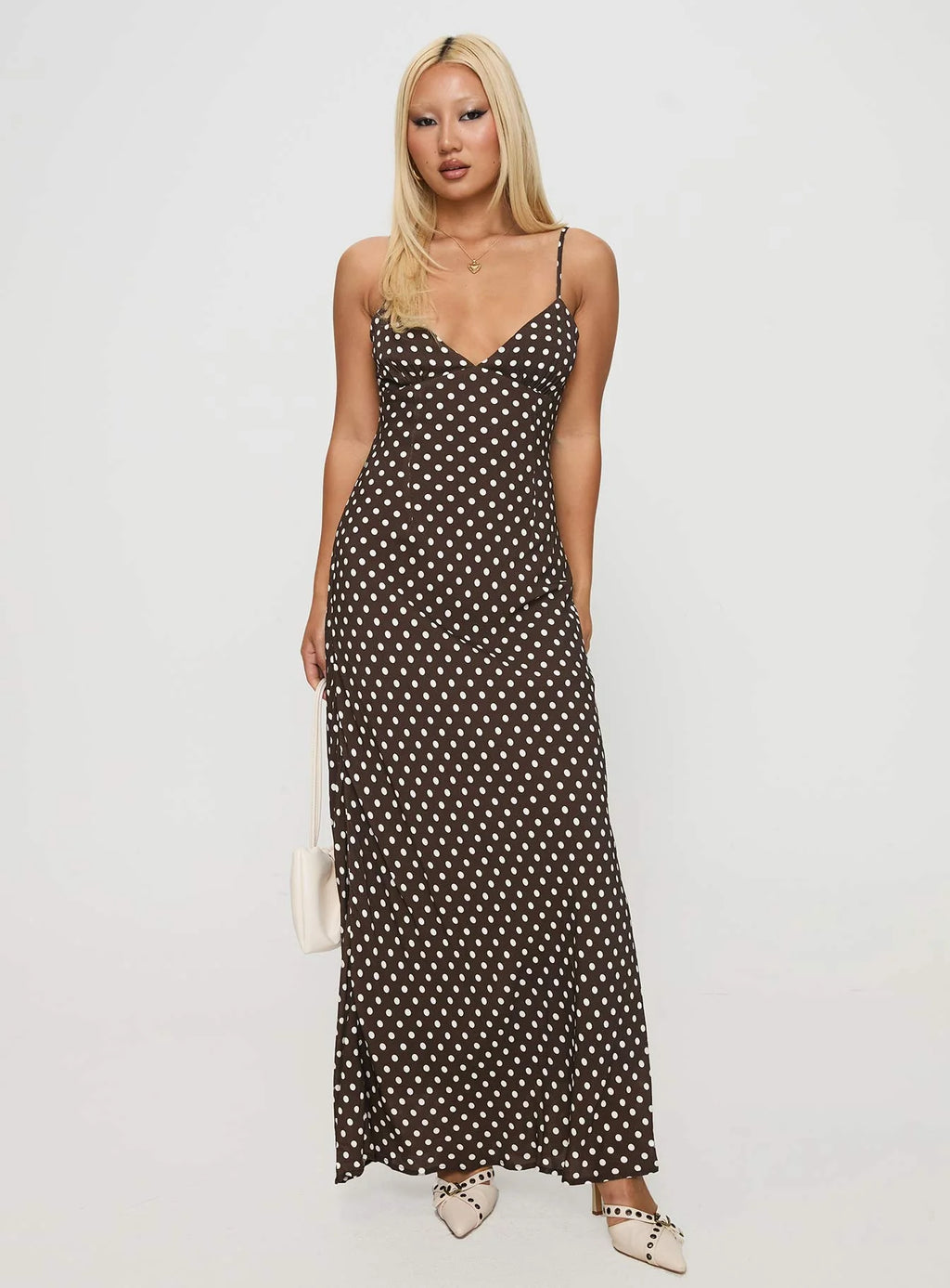 Jorjana Maxi Dress Brown / White Polka Dot
