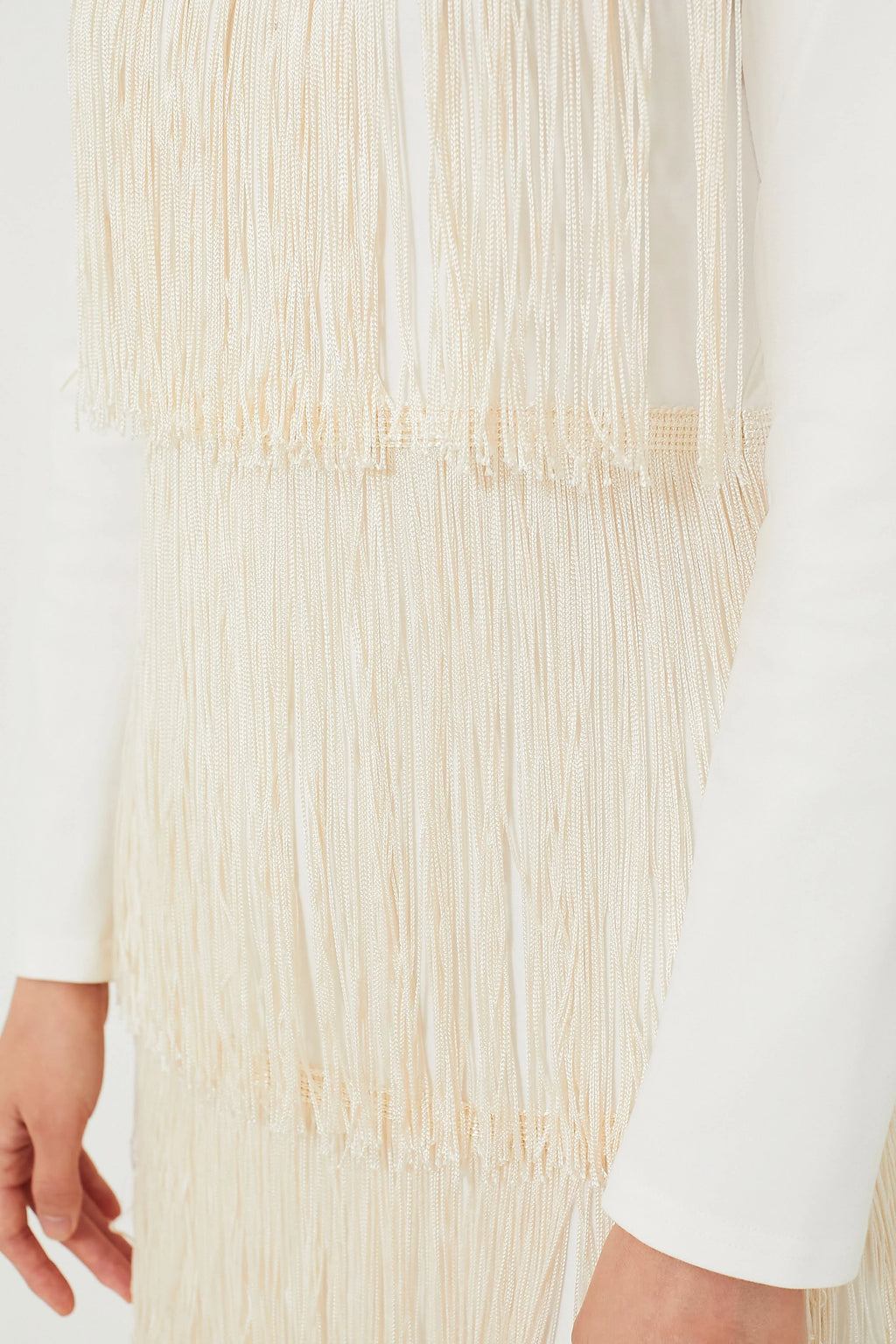 Ivory Fringe Midi Dress