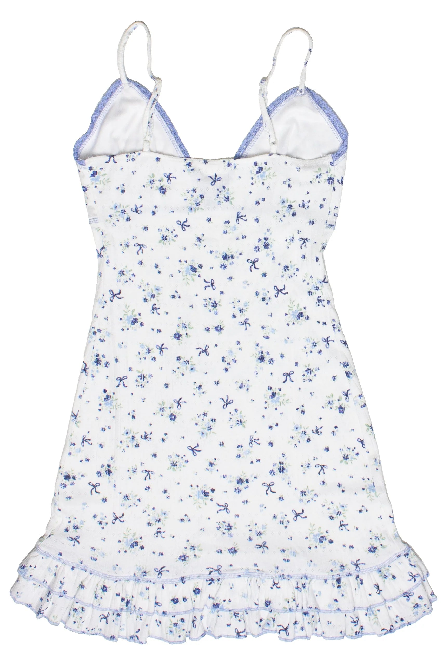 Pointelle Lace Trim Floral Dress