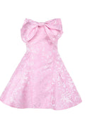 Strapless Pink A-line Short Bow Dress