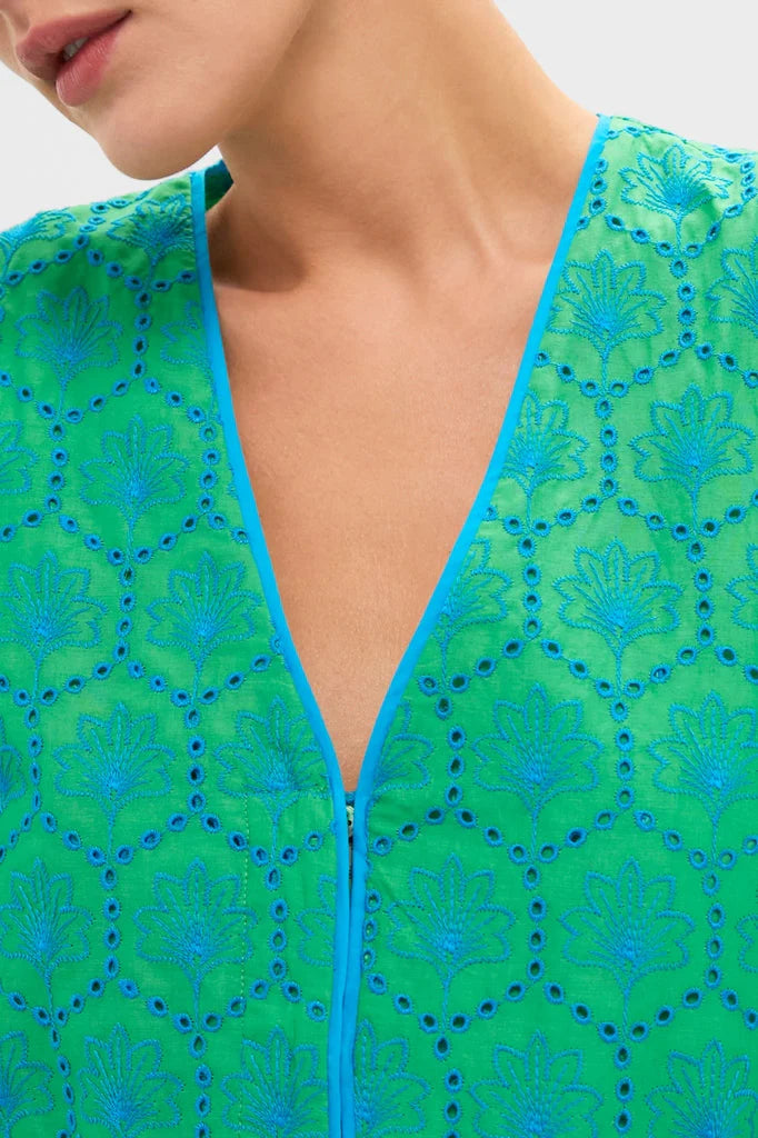 Seafoam Palm Eyelet Mini Arem Caftan