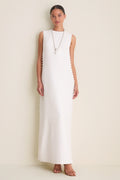 Cloud White Crepe Button Camille Maxi Dress