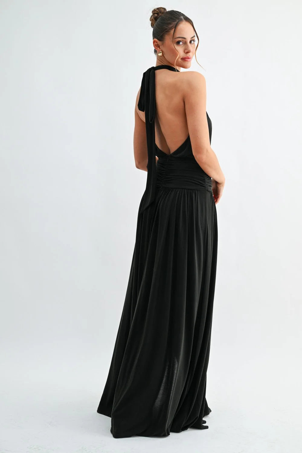 Aimee Chiffon Halter Maxi Dress - Black
