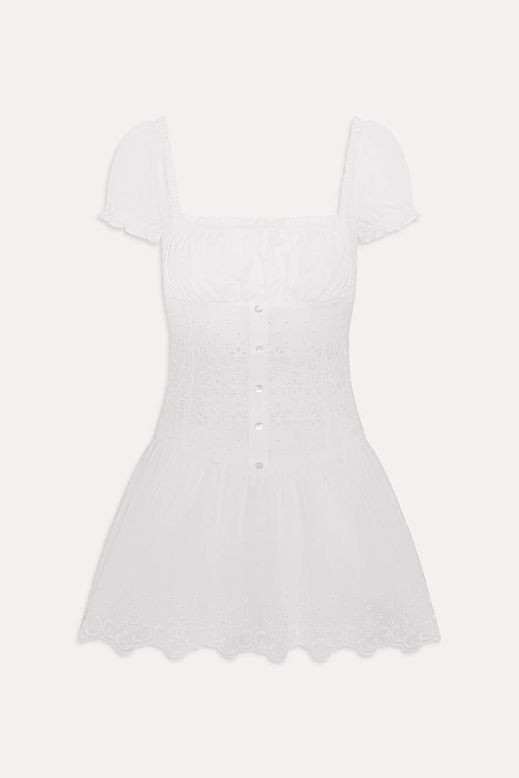 Lucien Cotton Embroidered Mini Dress - Optic White