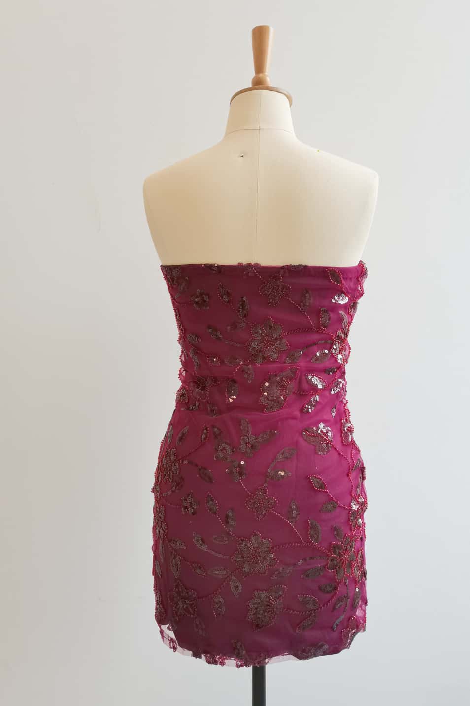 Strapless Pink Beaded Flowers Tight Short Dress
