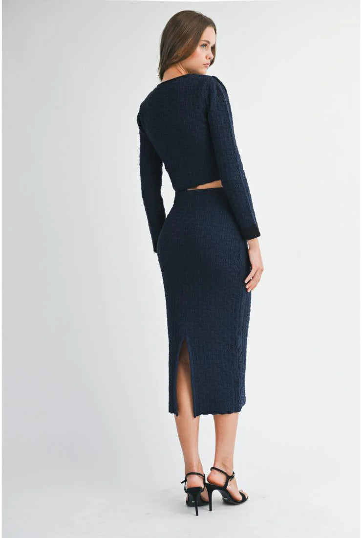 Adeline Long Sleeve Crop Jacket & Midi Skirt (Sold Separately)