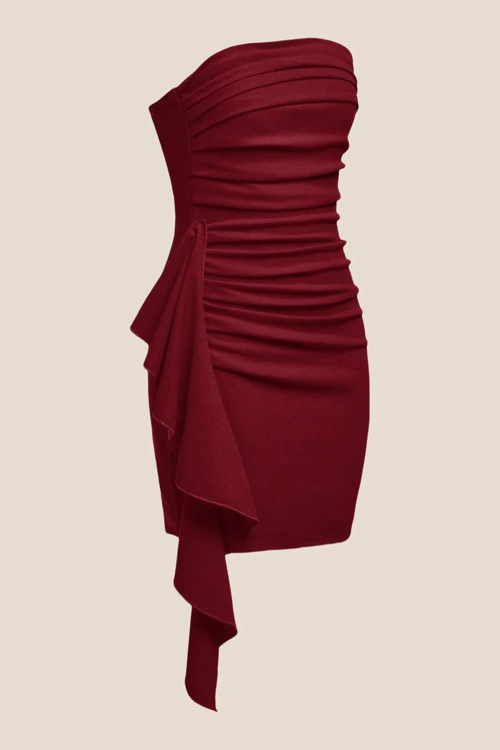 Strapless Red Bodycon Short Dress with Train