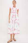 Multi Eevi Embroidered Twill Short Sleeve Dress