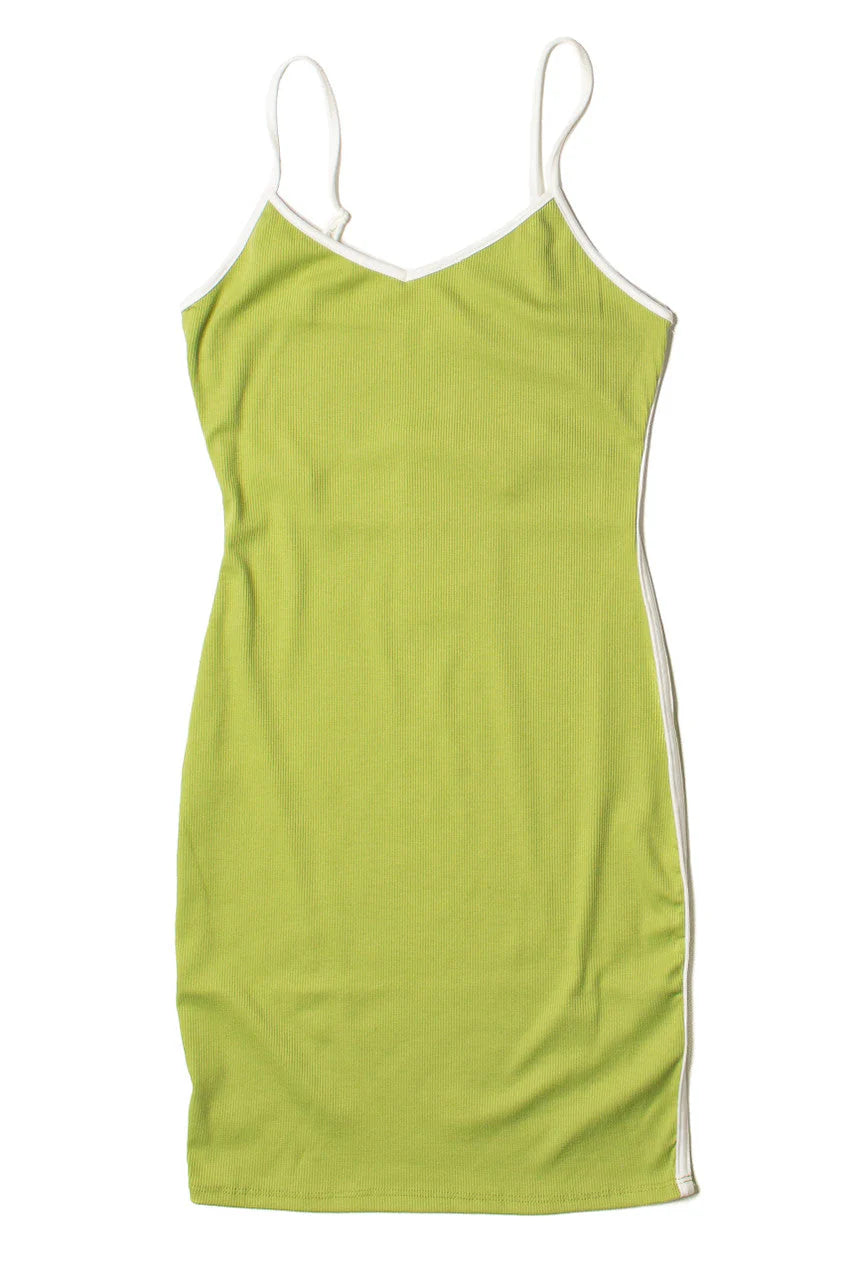 Moss Green White Trim Mini Dress