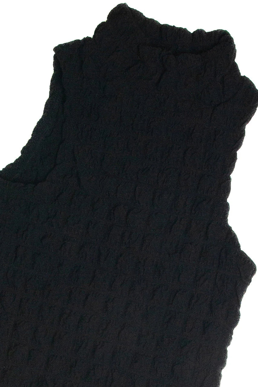 Black Bubble Sleeveless Mock Dress